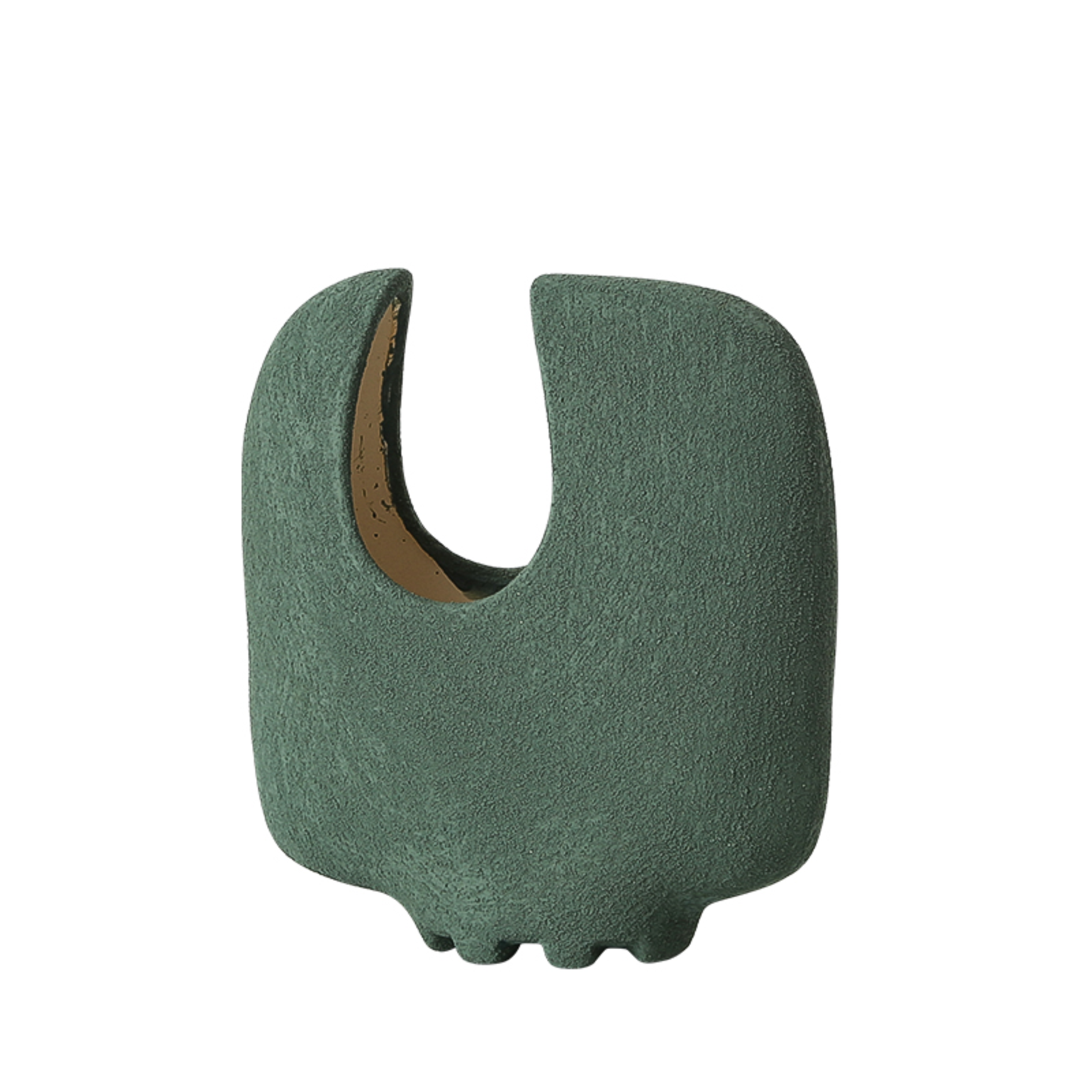 Curved flat vase Green